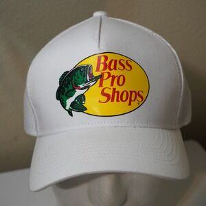 Bass Pro Shops White Mesh Trucker Hat Fishing Logo Adjustable Snapback